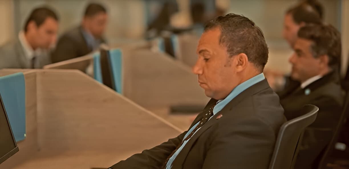 Close-up view of a participant speaking